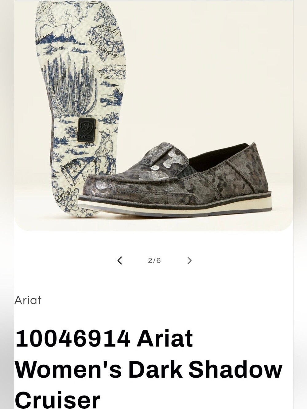 Ariat Dark Shadow Gray Patterned Slip-On Cruiser